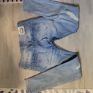 Unique Levi’s White Label Boyfriend Skiny ~ Silver Stars & Studs Distressed Jean